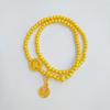 Nuevo Brazalete Completo de Cinco Vías Dios de la Riqueza Doble Capa Color Oro Cuentas Redondas de 4 mm Estilo Chino Retro Fortuna Brazalete para Mujer