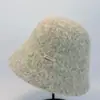 Chapéu de Balde de Pelúcia Liso Novo para Outono e Inverno com Circunferência da Cabeça Grande para Mulheres, Chapéu de Balde Quente Versátil Simples Japonês de Alta Qualidade para Afinar o Rosto