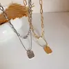 Colar de Moletom Estilo Coreano e Japonês para Mulheres, Ins Cool Personalidade Hip-Hop, Acessório Simples de Corrente para Clavícula para Mulheres, Geométrico Dourado