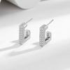 Pendientes de lujo con microincrustaciones de diamantes, diseño geométrico cuadrado, estilo transfronterizo, para mujer