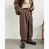 Pantalones Marrones Retro de Estilo Americano Transfronterizos Pantalones Pantalones Pantalones para Hombre Primavera y Otoño Holgados Pierna Recta Pierna Ancha Pantalones Casuales