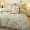 Juego de cuatro piezas de algodón puro cepillado con forro polar para otoño e invierno, versión AB, juego de tres piezas de doble cara, funda de edredón engrosada y cálida para invierno