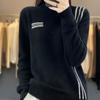 Nuevo Suéter de Cachemira Holgado de Cuello Medio para Otoño e Invierno para Mujer Rayado Colorblock Holgado Talla Grande Suéter Base de Punto Talla Grande