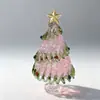 11cm Artesanía de Vidrio Zibo Adorno Hecho a Mano con Alambre Dibujado Árbol de Navidad Decoración de Escritorio Regalo de Navidad