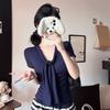 5150 # Nuevo Top sin Mangas Versátil con Cuello en V Profundo y Almohadillas en el Pecho Estilo Deseo Puro