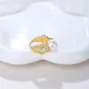 Estilo Exótico Pluma de Pavo Real Exagerada Perla Rosa Claro Anillo Cerrado Anillo Femenino Nicho Lujo de Gama Alta Accesible Anillo para el Dedo Índice
