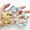Llavero para Teléfono Móvil de Gato Kt de Oro Puro 999 Colgante Giratorio Cordón como Regalo para Tu Novia y Mejor Amiga