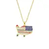 Comércio exterior estilo hip-hop europeu e americano moda cor bandeira americana mapa pingente colar hip-hop estilo punk jóias com diamantes completos