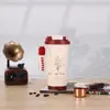 Presente Empresarial Copo de Café Lírio com Logo Personalizado Copo Térmico de Aço Inoxidável Masculino Copo Leve com Canudo Feminino Garrafa de Água Portátil