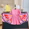 Vestido para Menina 2026 Primavera e Outono Novo Estilo Menininha Bebê Moda Outono Primavera Asas de Borboleta Vestido de Princesa para Criança Pequena