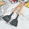 Juego de utensilios de cocina de silicona con mango de haya para cocina, juego de 9 piezas, cuchara y pala para cocinar.