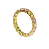 Anillo de Plata 925 Chapado en Oro Amarillo Rosa Multicolor para Mujer Anillo Completo Simple con Garras con un Solo Diamante de 20 Puntos Anillo de Oro de 18K Joyería