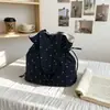 Bolsa de Tela Retro Americana con Lunares y Flores para Mujer, Bolso de Hombro con Diseño de Cierre de Cordón de Gran Capacidad, Bolso de Estilo Perezoso para el Viaje Diario
