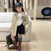 Casaco Médio Estiloso Aimo Beibei para Pais e Filhos Jaqueta Corta-Vento Fashionável Casual de Primavera Estilo Coreano para Crianças