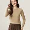Suéter de cashmere 100% puro, de fio duplo, grosso, corte regular, gola redonda, para mulheres, versátil, de caimento solto e perfeito como camada base ou suéter interno, com estilo simples