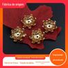 Acessórios de joias de cobre fundido faça você mesmo, suporte de flores de crisântemo de cobre fundido de 18 mm, pingente Zou Ju, acessórios feitos à mão, acessórios de roupas chinesas, estilo nacional