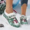 Botas de Nieve Cortas Navideñas Europeas y Americanas para Mujer Invierno Exportación Talla Grande Forradas de Felpa Planas Casuales para Mujer Zapatos Cálidos de Algodón