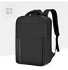 Mochila para Computadora de Viajero Transfronterizo, Mochila Negra Texturizada para Hombre con Tiras Reflectantes, Bolso de Negocios con Texto Impreso