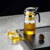 Taza Elegante Vidrio Espeso Resistente a Altas Temperaturas Juego de Té Casero Infusor de Té Separación de Té y Agua Preparación de Té con un Botón