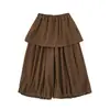 Pantalones casuales para niña Wulibu, conjunto de dos piezas de falda-pantalón de verano con una falda transpirable, pantalones versátiles integrados de longitud 7/8