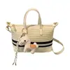 Bolso de Mano de Punto de Moda y Estilo 2026 Verano Nuevo Color de Moda Rayas de Bloqueo de Color Bolso de Hombro Versátil para Viajes y Uso Diario