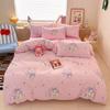 Conjunto de Algodão de Desenho Animado Sanrio Quatro Peças Algodão Puro Coração Menina Capa de Edredom Peça Única Lençóis de Cama Dormitório Estudante Conjunto de Três Peças