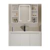Mueble de baño de estilo crema con lavabo de cerámica integrado, mueble de baño de aluminio, combinación de lavabo, inodoro y mesa de lavado