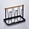 Portavasos, estante para tazas de té de sala de estar, estante colgante, estante de almacenamiento de tazas para el hogar, estante para tazas de agua, estante con drenaje invertido, bandeja de almacenamiento de hierro forjado
