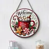 Adornos Navideños Creativos Transfronterizos Artesanías de Madera Cartel Redondo para Puerta Serie Colgante de Madera 20Cmos Colgante