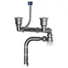 Juego de desagüe montado en la parte trasera para mueble de lavabo doble, kit de desagüe ahorrador de espacio, accesorios de tubería de desagüe para fregadero de cocina antiolor y a prueba de fugas