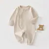 Jacquard de Algodão com ElastanoRoupa para Bebê Primavera e Outono Macacão de Manga Longa, Macacão de Bebê Sem Costura Classe A, Roupa de Outono para Bebê