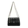 Bolsa Feminina Novo Estilo Bolsa de Corrente Bordado Xadrez Linha Grande Capacidade Aba Alça de Ombro Fivela Fashion Simples Elegante Bolsa Transversal