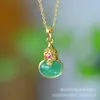 Pingente Cravejado de Calcedônia Verde Gelo Alto Estilo Casal Ágata Dourada Antiga Pingente Cravejado com Diamante Jade Buda Maitreya Venda Quente Transmissão ao Vivo