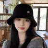 Sombrero de Pescador para Mujer, Estilo Coreano de Alta Gama, Sombrero Pequeño de Peluche para Circunferencia de Cabeza Grande, Sombrero de Cubo Engrosado Cálido de Lana de Cordero