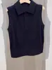 Precioso Chaleco de Punto de Seda de Hielo para Mujer, Ropa Exterior de Verano, Delgado Estilo Francés, Sensación de Alta Gama, Cuello Polo, Top sin Mangas