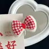 Clip de lazo rojo festivo retro de Año Nuevo pata de gallo linda chica corazón roto clip para el pelo clip de pico de pato borde