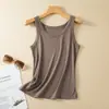 Camisola de Modal para Mujer Primavera y Verano Delgada Ajustada Versátil Camisa Base con Hilo Máscara Ajuste Adelgazante Top Individual