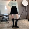 Shorts de Veludo Cotelê com Botas Longas Feminino Outono e Inverno Cintura Alta Calça em A Roupa de Inverno Base Calças de Botas Calças Pequenas