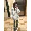 Moletom com Capuz Novo 2025 para Homens e Mulheres, Estilo Coreano Outono e Inverno Estilo Hong Kong Versátil Solto Veludo Carta Top Jaqueta