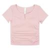 Ropa de yoga para primavera y verano 2024, top deportivo ajustado para mujer, cuello en V, manga corta sin costuras, con almohadilla para el pecho
