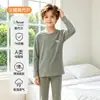Conjunto de ropa de casa para niños de Modal Clase A de 100 piezas, estilo delgado, unisex, ropa para aire acondicionado, top y pantalones de otoño, pijama de seda helada