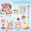 Set de papelería con temática de manzana, con diseños de caricaturas creativas, ideal como regalo de papelería para el aprendizaje para estudiantes, un premio o un regalo para el regreso a clases