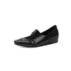 Mocasines de cuero de alta calidad para el día a día con aumento interno de altura, zapatos de mujer de cuero genuino con corte profundo, puntera cuadrada y tacón bajo, colección otoño 2026, talla 42 talla grande