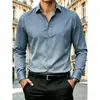 2026 Nova Camisa Masculina de Luxo Leve Slim Fit Toque de Alto Padrão Camisa Masculina de Manga Longa Casual Versátil Roupa Masculina
