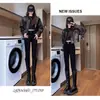 Jeans Feminino Pés Pequenos Cintura Alta Skinny Slim Look Primavera 2025 Novo Azul Cinza Elástico Calça Lápis Roupa Externa Calças