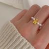 Anillo Nuevo Lindo de Oso Estilo Coreano para Mujer, Anillo Elástico Elegante de Perla Moda Retro, Anillo Creativo para Dedo Índice Tendencia
