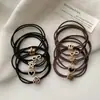 Elástico de Cabelo Alto para Rabo de Cavalo Coração Headband para Mulheres Estilo Coreano Prendedor de Cabelo Corda Grossa para Cabelo Coroa Couro Amarrado Estojo de Couro