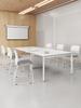Mesa de Conferencia Simple Moderna para 6 personas Mesa Pequeña Larga Marco de Acero Blanco Mesa de Negociación Simple para 8 personas Combinación de Mesa y Silla para Sala de Conferencias