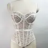 Camisola Sexy de Renda Bordada Luxuosa Modeladora de Cintura Peça de Roupa Externa Costas Bonitas Ombro a Ombro Emagrecedora Push-up Sutiã com Barbatanas
