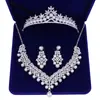 Novo conjunto de acessórios para noiva brincos colar headdress de pérolas três peças coroa vestido de noiva explosão transfronteiriça conjunto atacado